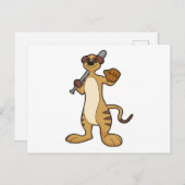 Meerkat als Baseballspieler mit Baseballschläger Postkarte (Vorne/Hinten)