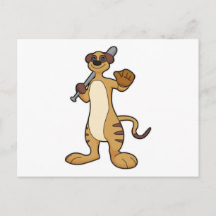 Meerkat als Baseballspieler mit Baseballschläger Postkarte