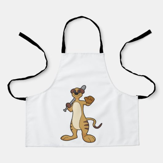 Meerkat als Baseballspieler mit Baseballschläger Schürze (Vorderseite)
