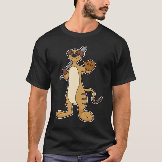 Meerkat als Baseballspieler mit Baseballschläger T-Shirt (Vorderseite)