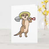 Meerkat als Bauer mit Shovel Karte (Gelbe Blume)