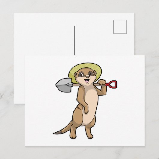 Meerkat als Bauer mit Shovel Postkarte (Vorne/Hinten)