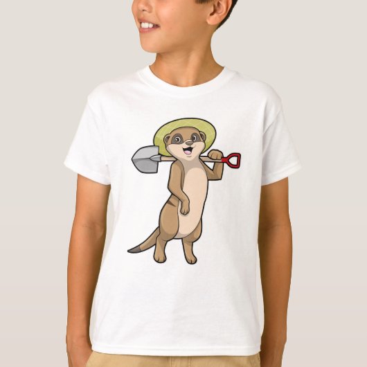 Meerkat als Bauer mit Shovel T-Shirt (Vorderseite)