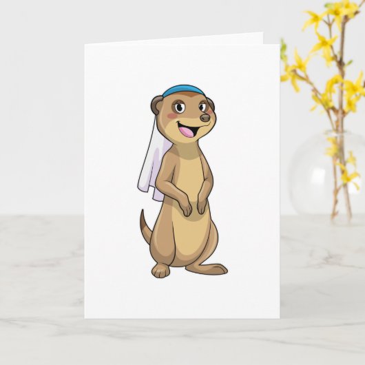 Meerkat als Braut mit Schleier Karte (Gelbe Blume)