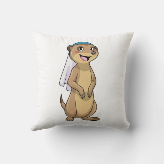 Meerkat als Braut mit Schleier Kissen (Rückseite)
