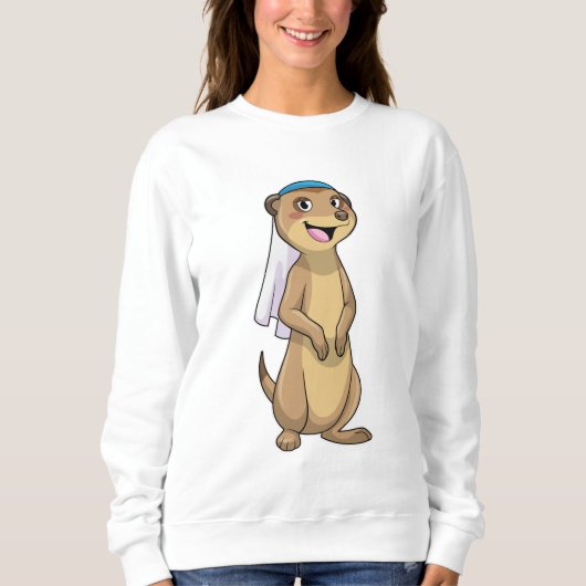 Meerkat als Braut mit Schleier Sweatshirt (Vorderseite)
