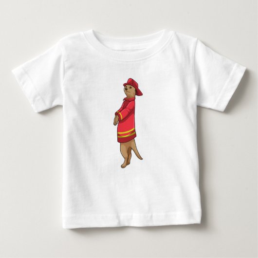 Meerkat als Feuerwehrmann mit Helm Baby T-shirt (Vorderseite)