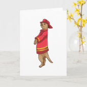 Meerkat als Feuerwehrmann mit Helm Karte (Gelbe Blume)