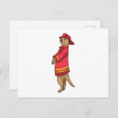 Meerkat als Feuerwehrmann mit Helm Postkarte (Vorne/Hinten)