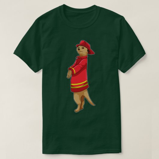 Meerkat als Feuerwehrmann mit Helm T-Shirt (Design vorne)