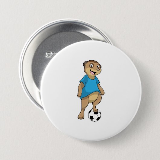 Meerkat als Fußballspieler mit Fußball Button (Vorne & Hinten)