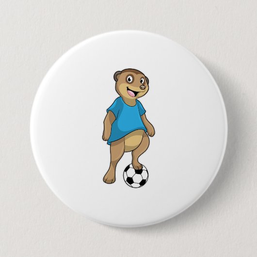 Meerkat als Fußballspieler mit Fußball Button (Vorderseite)