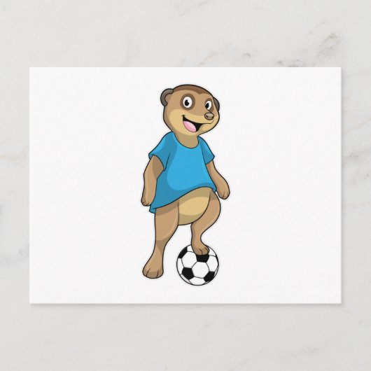 Meerkat als Fußballspieler mit Fußball Postkarte (Vorderseite)