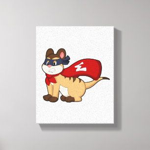 Meerkat als Held mit Maske Leinwanddruck