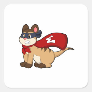 Meerkat als Held mit Maske Quadratischer Aufkleber