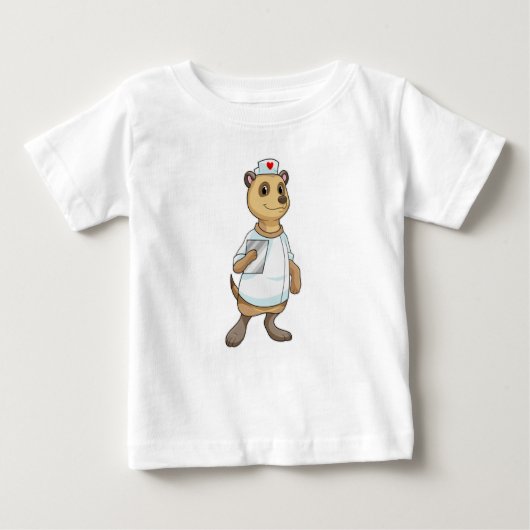 Meerkat als Krankenschwester mit Herz Baby T-shirt (Vorderseite)