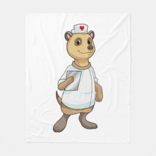 Meerkat als Krankenschwester mit Herz Fleecedecke