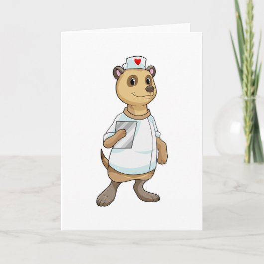 Meerkat als Krankenschwester mit Herz Karte (Vorderseite)