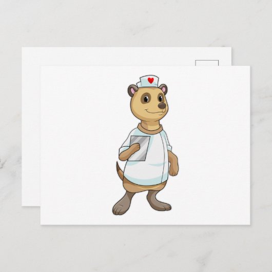 Meerkat als Krankenschwester mit Herz Postkarte (Vorne/Hinten)