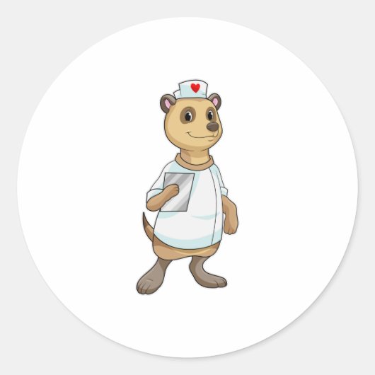Meerkat als Krankenschwester mit Herz Runder Aufkleber (Vorderseite)