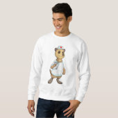 Meerkat als Krankenschwester mit Herz Sweatshirt (Vorne ganz)