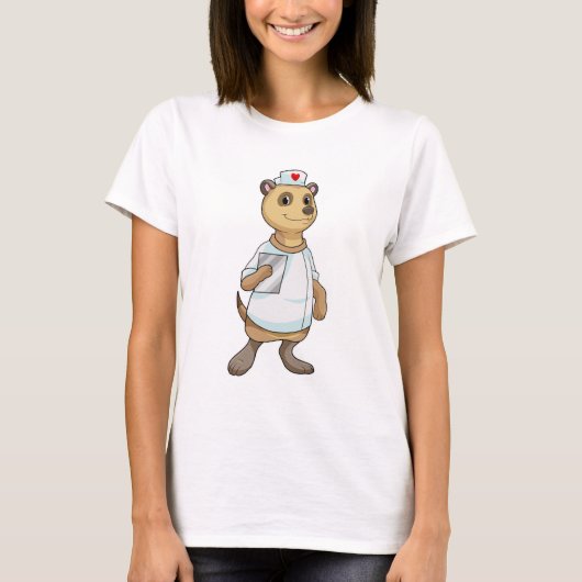 Meerkat als Krankenschwester mit Herz T-Shirt (Vorderseite)