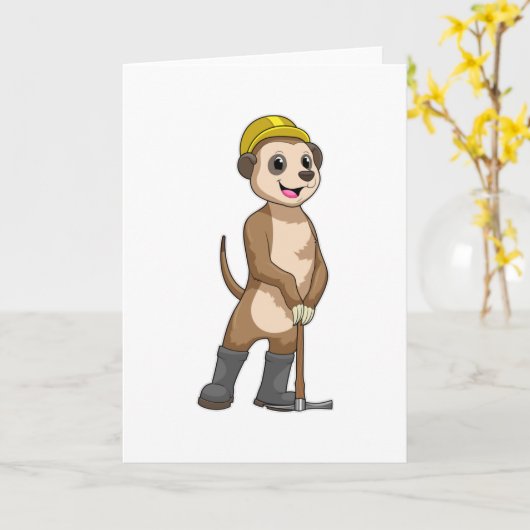 Meerkat als Miner mit Pickaxe Karte (Gelbe Blume)
