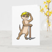 Meerkat als Miner mit Pickaxe Karte (Gelbe Blume)