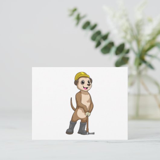 Meerkat als Miner mit Pickaxe Postkarte (Stehend Vorderseite)
