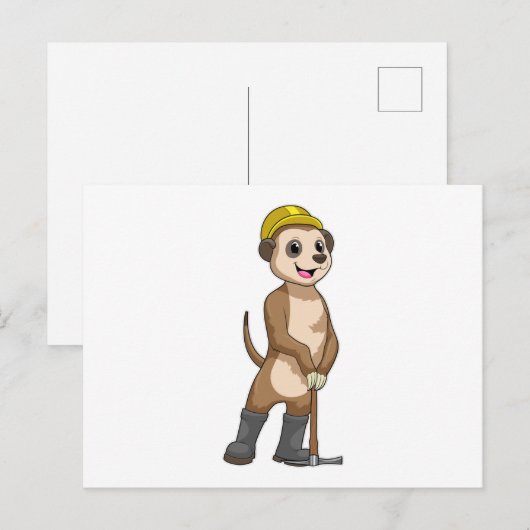 Meerkat als Miner mit Pickaxe Postkarte (Vorne/Hinten)
