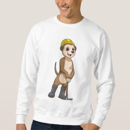 Meerkat als Miner mit Pickaxe Sweatshirt (Vorderseite)