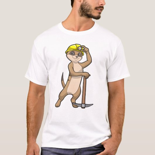 Meerkat als Miner mit Pickaxe T-Shirt (Vorderseite)