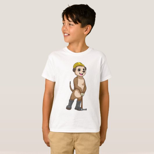Meerkat als Miner mit Pickaxe T-Shirt (Vorne ganz)