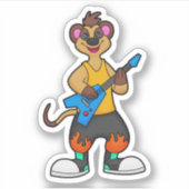 Meerkat als Musiker mit Gitarre Aufkleber (Vorderseite)