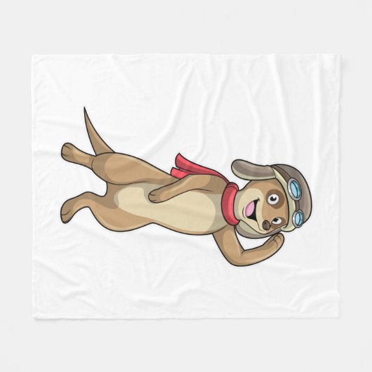 Meerkat als Pilot mit Pilotin Fleecedecke (Vorderseite (Horizontal))