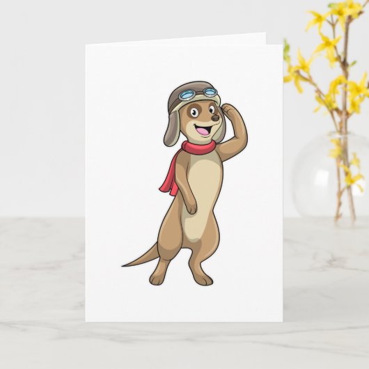 Meerkat als Pilot mit Pilotin Karte (Gelbe Blume)