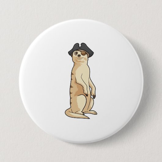 Meerkat als Pirate mit Piratenhut Button (Vorderseite)