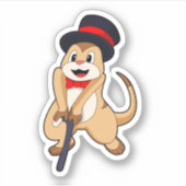 Meerkat als Rentnerin mit Gehstock Aufkleber (Vorderseite)