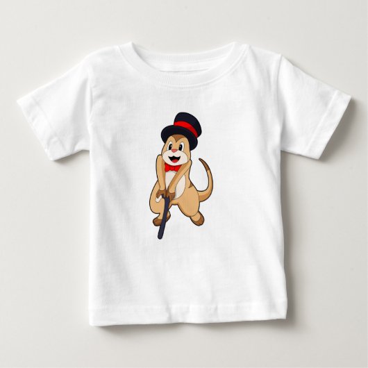 Meerkat als Rentnerin mit Gehstock Baby T-shirt (Vorderseite)