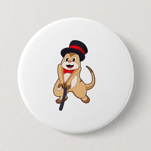 Meerkat als Rentnerin mit Gehstock Button (Vorderseite)