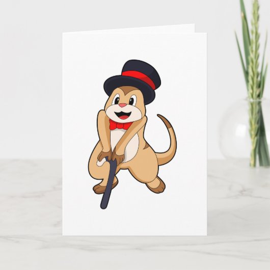 Meerkat als Rentnerin mit Gehstock Karte (Vorderseite)