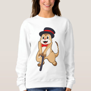 Meerkat als Rentnerin mit Gehstock Sweatshirt