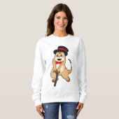 Meerkat als Rentnerin mit Gehstock Sweatshirt (Vorne ganz)