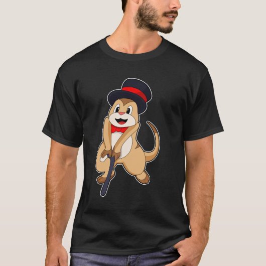 Meerkat als Rentnerin mit Gehstock T-Shirt (Vorderseite)