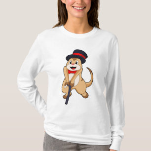 Meerkat als Rentnerin mit Gehstock T-Shirt