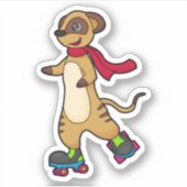 Meerkat als Skater mit Roller-Skaten Aufkleber (Vorderseite)