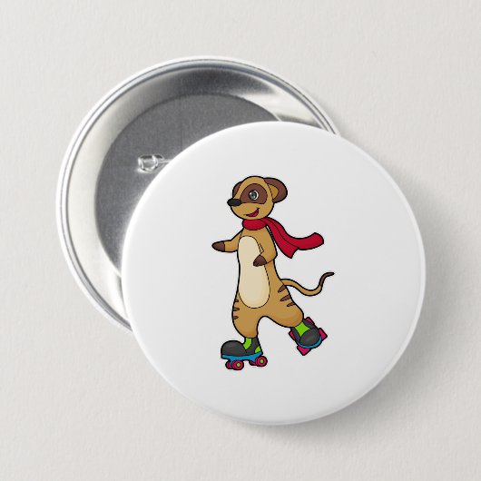 Meerkat als Skater mit Roller-Skaten Button (Vorne & Hinten)