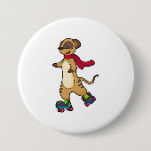 Meerkat als Skater mit Roller-Skaten Button (Vorderseite)