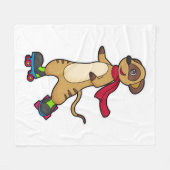 Meerkat als Skater mit Roller-Skaten Fleecedecke (Vorderseite (Horizontal))
