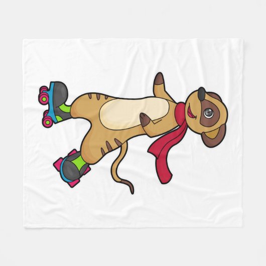 Meerkat als Skater mit Roller-Skaten Fleecedecke (Vorderseite (Horizontal))